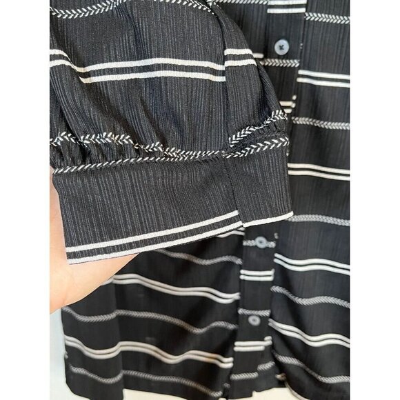 Lane Bryant Striped Top 14 Black Retro Classic Minimalist Office Casual Resort - Picture 6 of 11